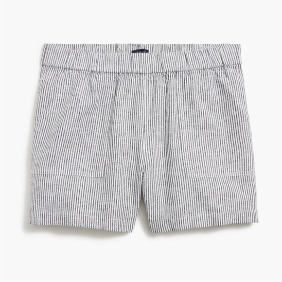 J Crew Factory women’s Linen blend pull on short black and white stripe Sz S NWT - Picture 3 of 13